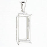 14K White Gold Semi Mount Pendant Setting Emerald OCT 20X10mm DK20490P14KW - Syzjewelry